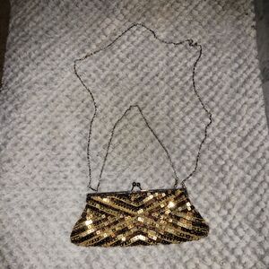 Gold and Bronze Sequin Evening Clutch